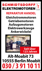 Schmidtsdorff Elektormotoren, Rparartur Handel, Gleichstrommotoren, Getirebemotoren, Aufzugsmotoren, Elektrowerkzeuge, Ankerwickelei Berlin Moabit