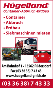 Hügelland GmbH Container, Abriss, Erdbau, Siebmaschine mieten, Rüdersdorf bei Berlin